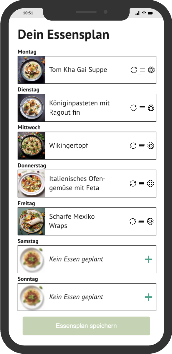 Essensplan Mockup